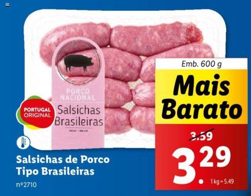 Promoção Salsichas de Porco Tipo Brasileiras Emb 600 g em Lidl