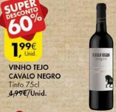 Promoção Vinho Tejo Cavalo Negro 75cl em Pingo Doce