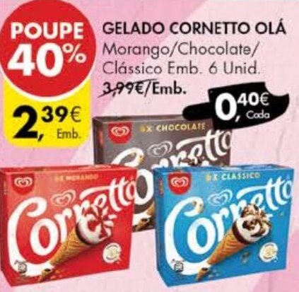 Promo O Gelado Corneto Ol Unid Em Pingo Doce