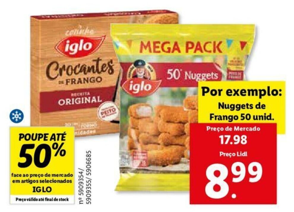 Promoção Iglo Nuggets de Frango 50 unid em Lidl