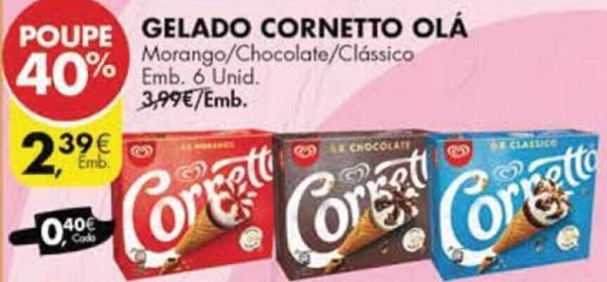 Promo O Gelado Cornetto Ol Unid Em Pingo Doce