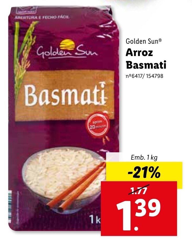 Promo O Golden Sun Arroz Basmati Kg Em Lidl