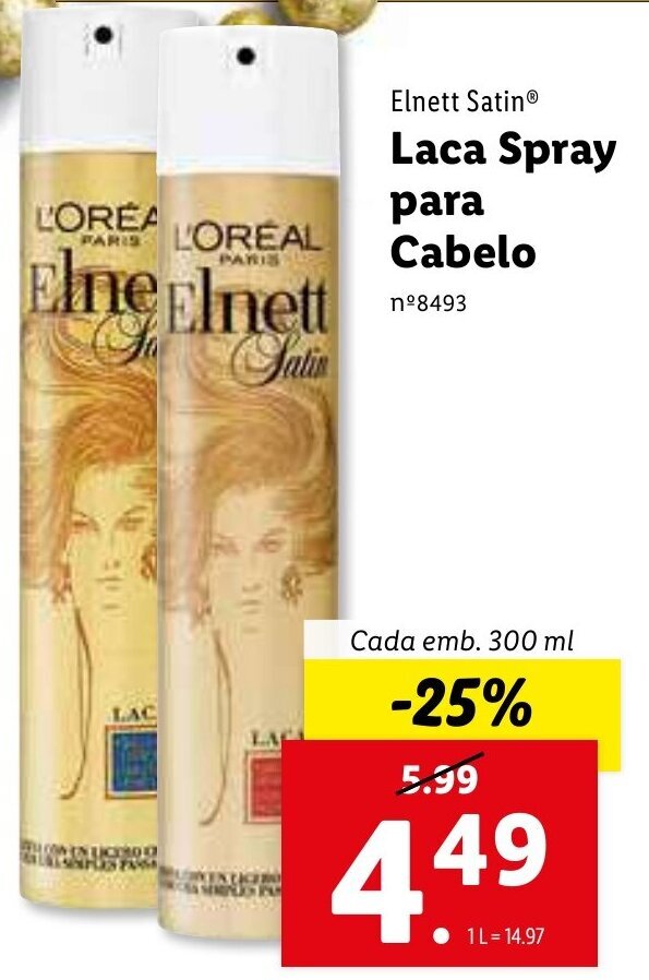 Promoção Elnett Satin Laca Spray para Cabelo 300ml em Lidl