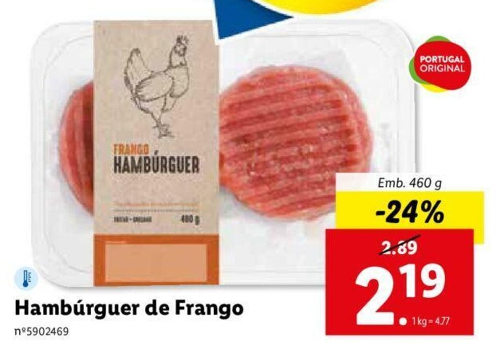 Promoção Hambúrguer de Frango 460g em Lidl