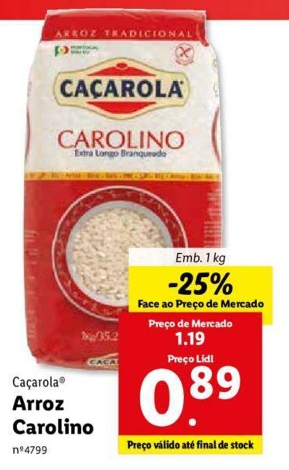 Promoção Caçarola Arroz Carolino 1kg em Lidl