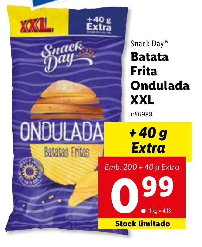 Promoção Snack Day Batata Frita Ondulada XXL 200 40g em Lidl