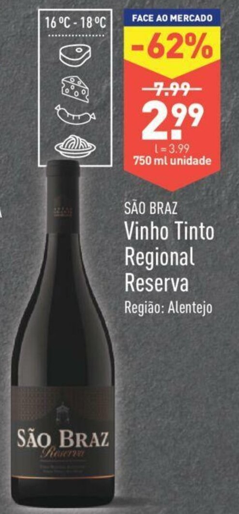 Promo O S O Braz Vinho Tinto Regional Reserva Ml Em Aldi