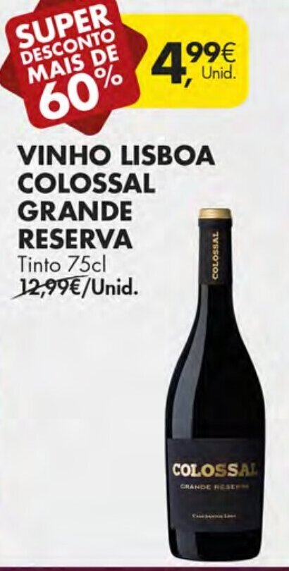 Promoção Vinho Lisboa Colossal Reserva 75cl em Pingo Doce