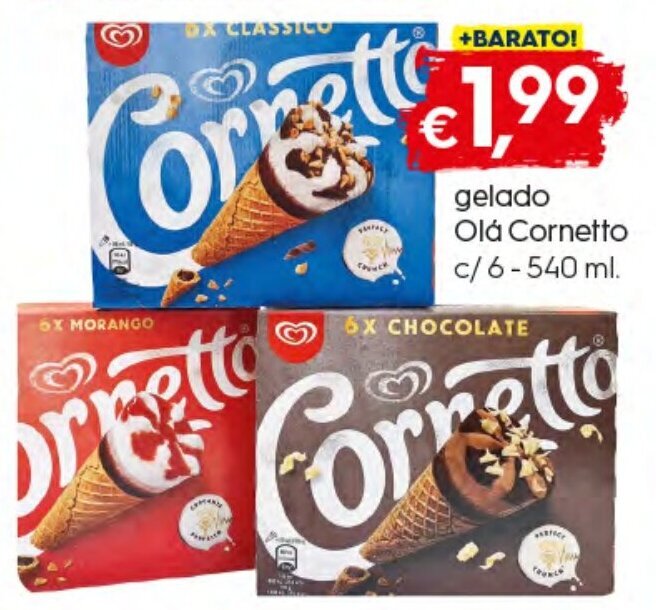 Promo O Gelado Ol Cornetto C Ml Em Bolama