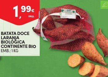 Promoção Batata Doce Laranja Biológica Continente Bio 1kg em Continente