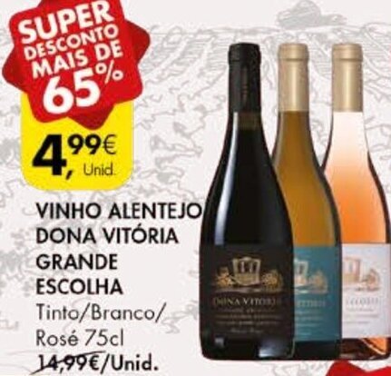 Promoção Vinho Alentejo Dona Vitória Grande Escolha 75cl em Pingo Doce