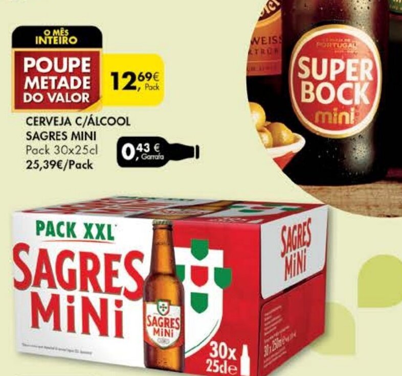 Promo O Cerveja C Lcool Sagres Mini X Cl Em Pingo Doce