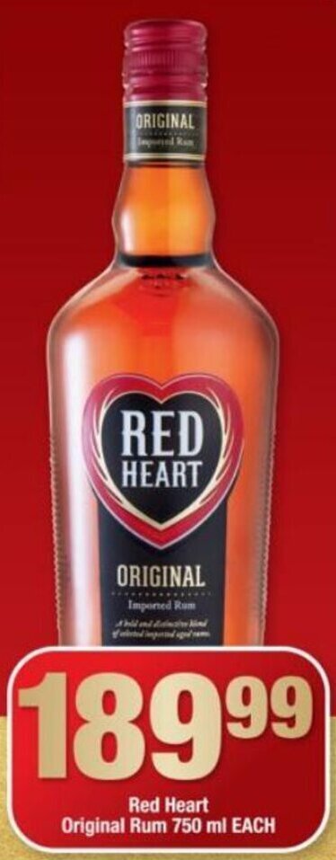 Red Heart Original Rum Ml Each Offer At Ok Liquor