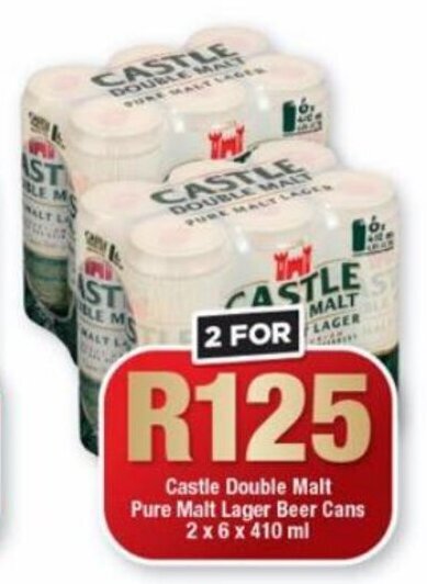 Castle Double Malt Pure Malt Lager Beer Cans 2 X 6 X 410 Ml Offer At OK