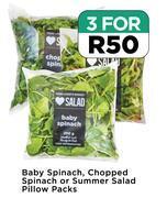 Baby Spinach Chopped Spinach Or Summer Salad Pillow Packs For 3 Offer