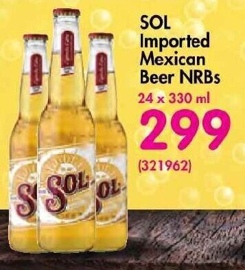 SOL Imported Mexican Beer NRBs 24 X 330ml Offer At Makros Liquor