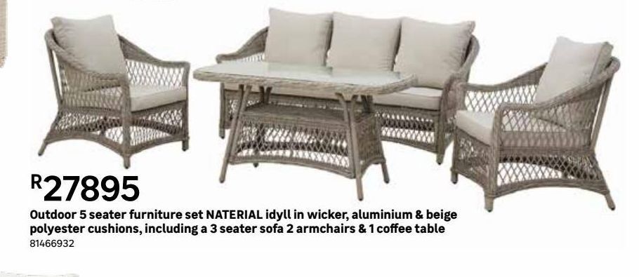 Outdoor 5 Seater Furniture Set6 Naterial Idyll In Wicker Aluminium