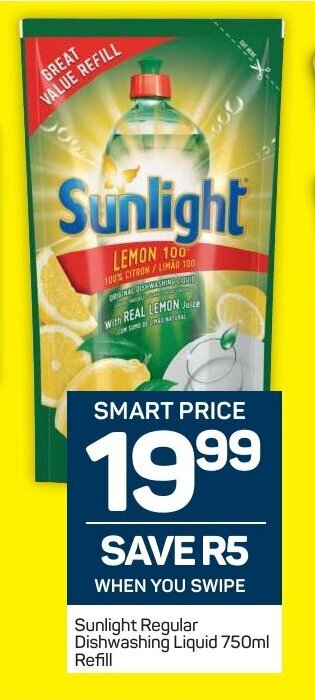 Sunlight Regular Dishwashing Liquid 750mL Refill Offer At Pick N Pay