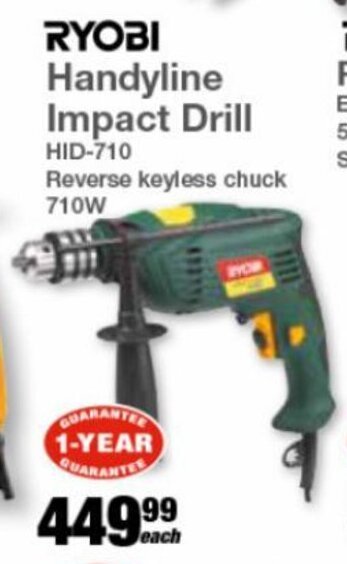 Ryobi Handyline Impact Drill W Offer At Mica