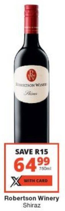 Robertson Winery Shiraz 750ml Offer At Checkers Liquor Shop