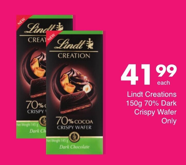 Lindt Creations 150g 70 Dark Crispy Wafer Only Offer At Save