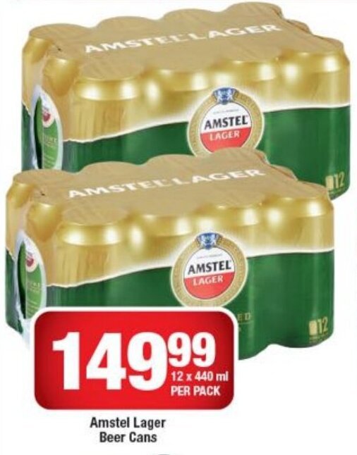 Amstel Lager Beer Cans X Ml Per Pack Offer At Ok Liquor