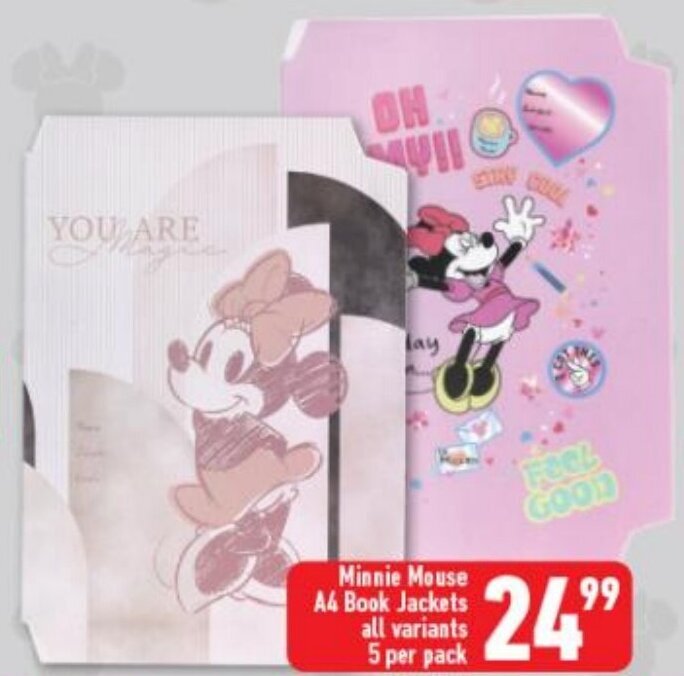 Minnie Mouse A4 Book Jackets 5 Pack Offer At Shoprite