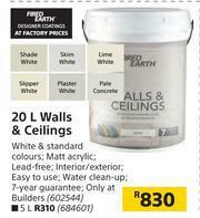 Fired Earth 20Ltr Walls Ceilings Offer At Builders Warehouse