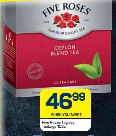 Five Roses Tagless Teabags 102s Offer At Pick N Pay