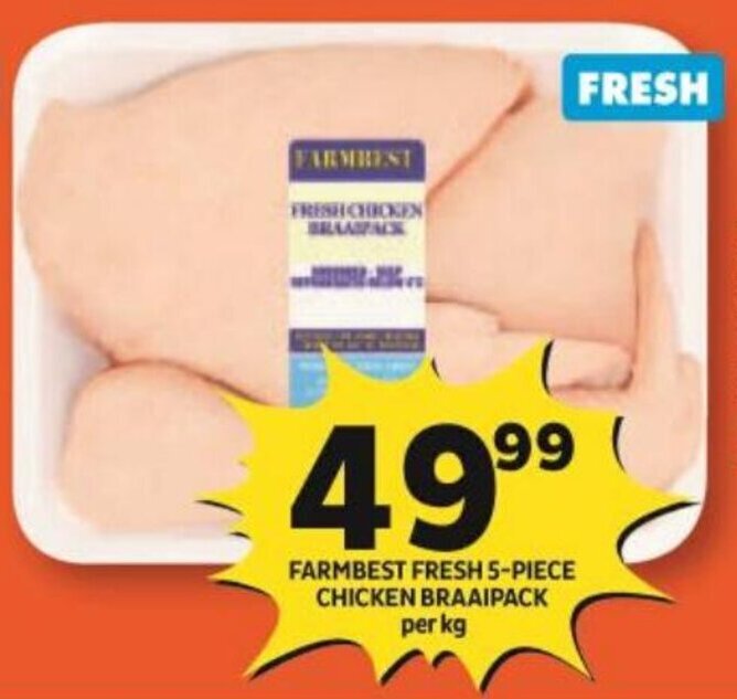 Farmbest Fresh Piece Chicken Braai Pack Per Kg Offer At Shoprite