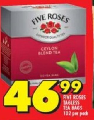 Five Roses Tagless Tea Bags Per Pack Offer At Shoprite