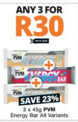 PVM Energy Bar 3x45g Offer At Checkers