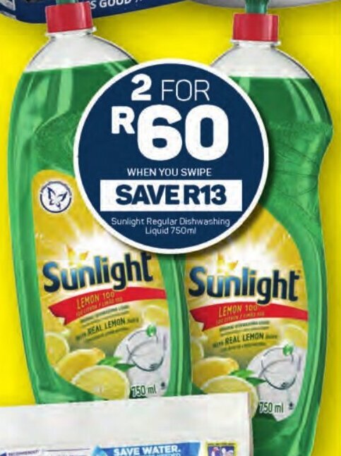 Sunlight Regular Dishwashing Liquid 750ml Offer At Pick N Pay