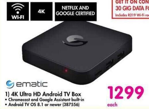 K Ultra Hd Android Tv Box Ematic Offer At Makro