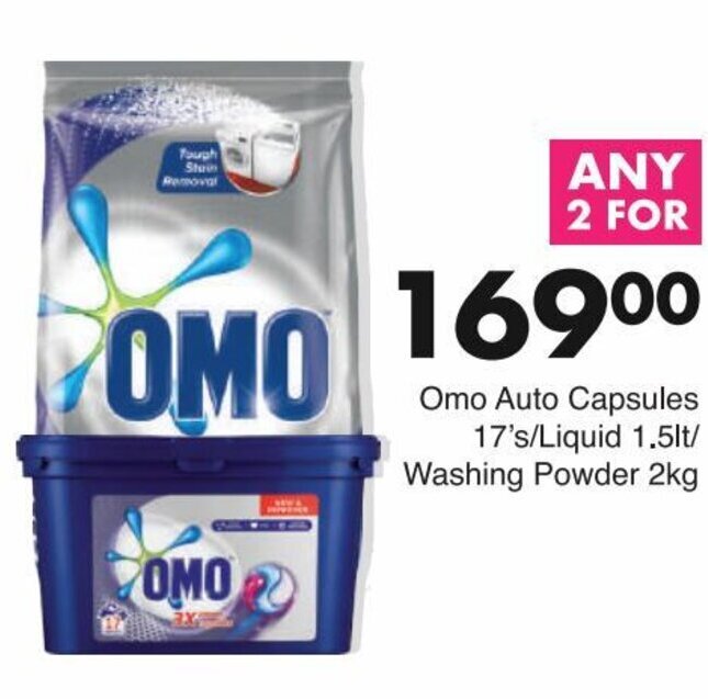 Omo Auto Capsules 17 S Liquid 1 5lt Washing Powder 2kg Offer At Save