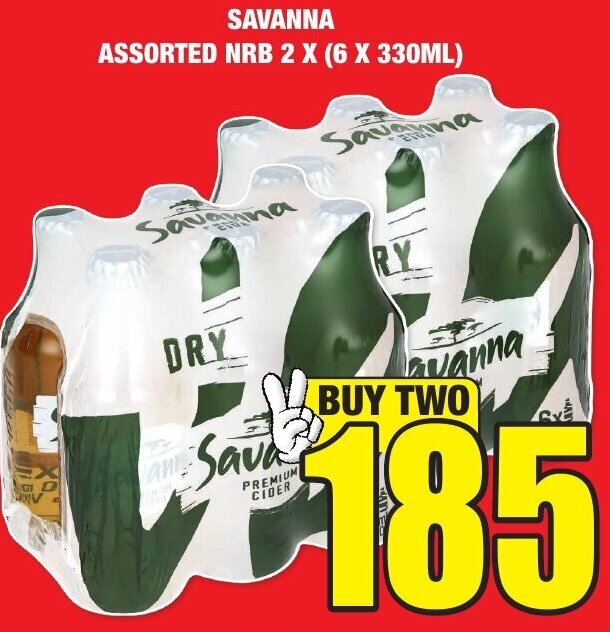 SAVANNA ASSORTED NRB 2 X 6 X 330ML Offer At Boxer Liquors