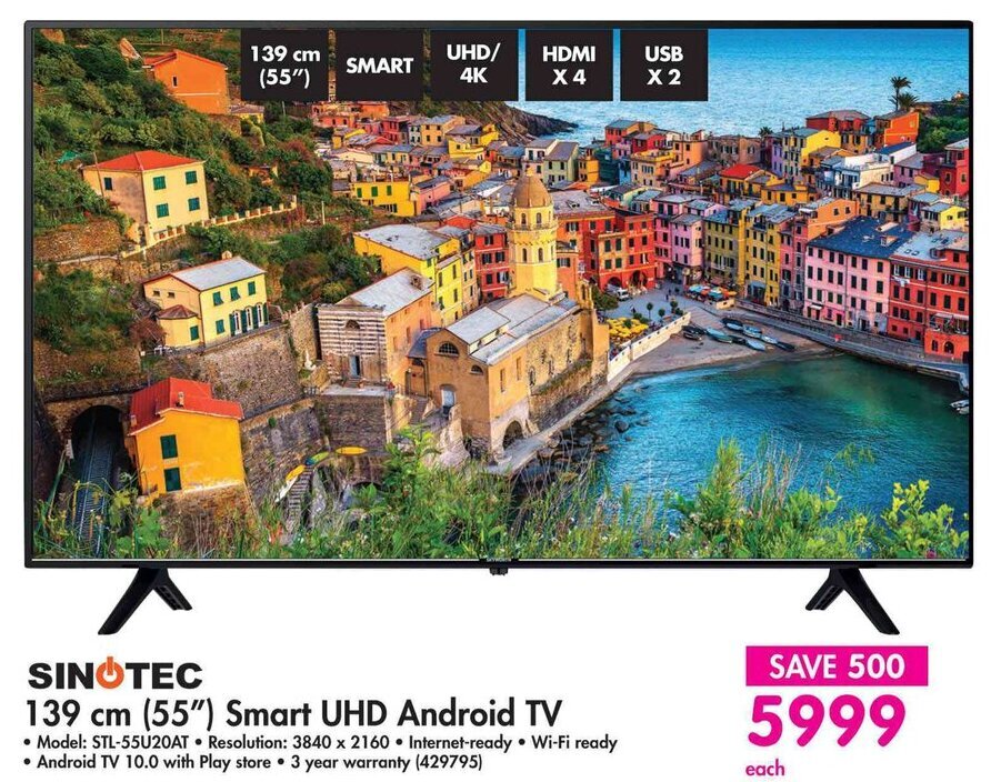 SINOTEC 139 Cm 55 Smart UHD Android TV Offer At Makro