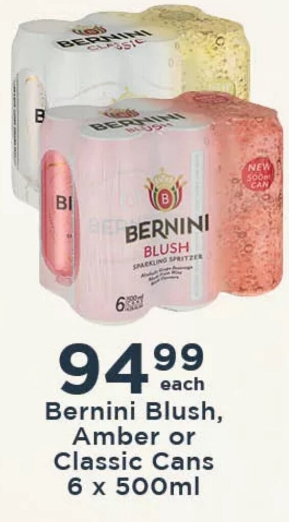 Bernini Blush Amber Or Classic Cans 6 X 500ml Offer At Diamond