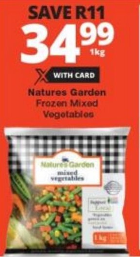 Natures Garden Frozen Mixed Vegetables Offer At Checkers