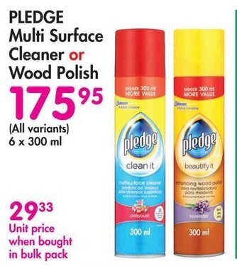 PLEDGE Multi Surface Cleaner Or Wood Polish Offer At Makro