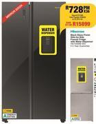 Hisense L Black Glass Finish Side By Side Freezer Fridge With Water