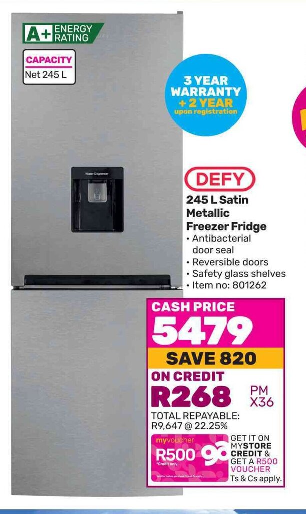 DEFY 245 L Satin Metallic Freezer Fridge Offer At Game