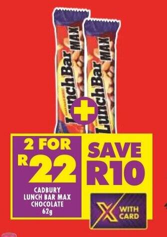 Cadbury Lunch Bar Max Chocolate G Offer At Shoprite