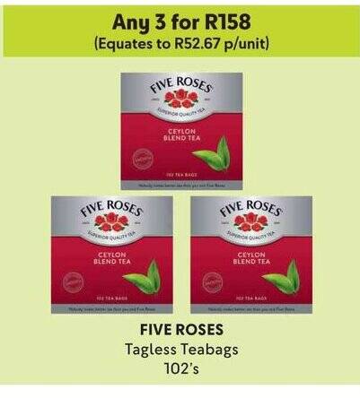 FIVE ROSES Tagless Teabags 102s Offer At Makro