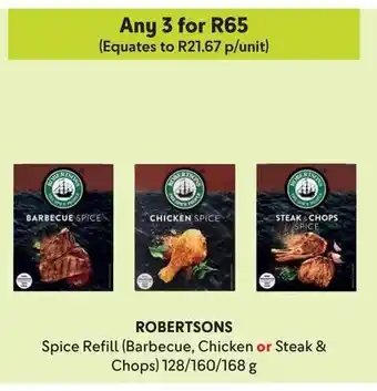 ROBERTSONS Spice Refill Barbecue Chicken Or Steak Chops 128 160