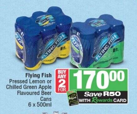 Flying Fish Pressed Lemon Or Chilled Green Apple Flavoured Beer Cans