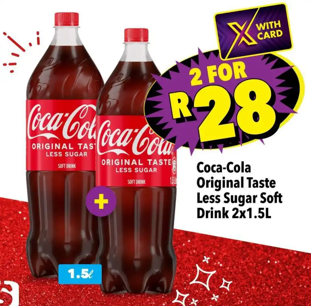 Coca Cola Original Taste Less Sugar Soft Drink 2x1 5L Offer At Shoprite