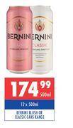 Bernini Blush Classic Or Amber Sparkling Spritzer Cans 12 X 500ml