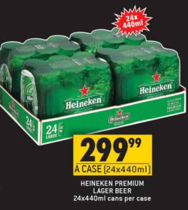 Heineken Premium Lager Beer 24x440ml Offer At Shoprite Liquor