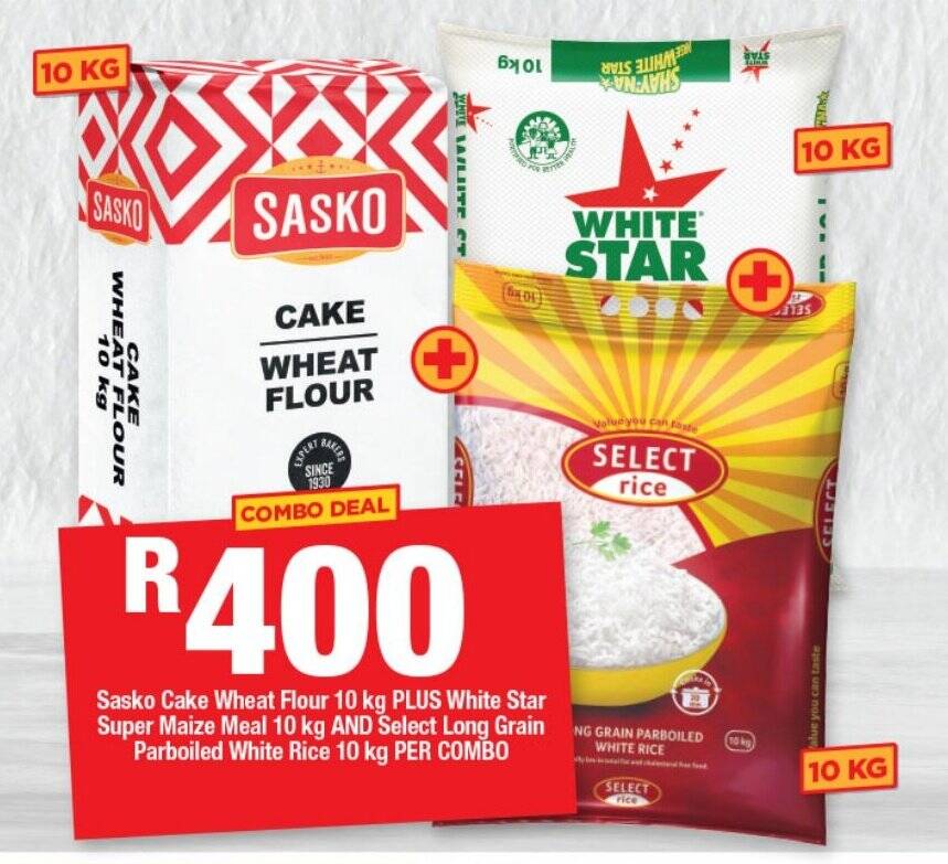 Sasko Cake Wheat Flour Kg Plus White Star Super Maize Meal Kg And